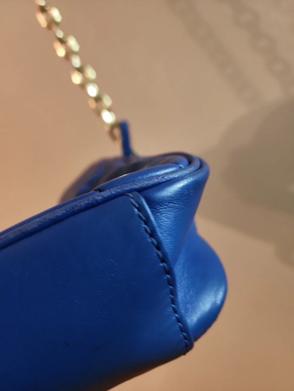 Tory Burch Alexa Royal Blue Quilted Leather Crossbody with Gold Chain